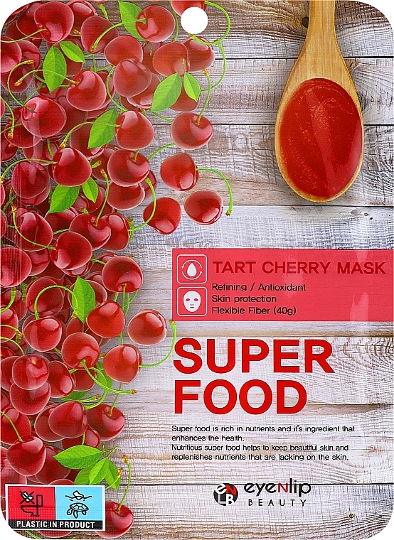 Тканевая маска для лица "Терпкая Вишня" - Eyenlip Super Food Mask Tart Cherry — фото N1