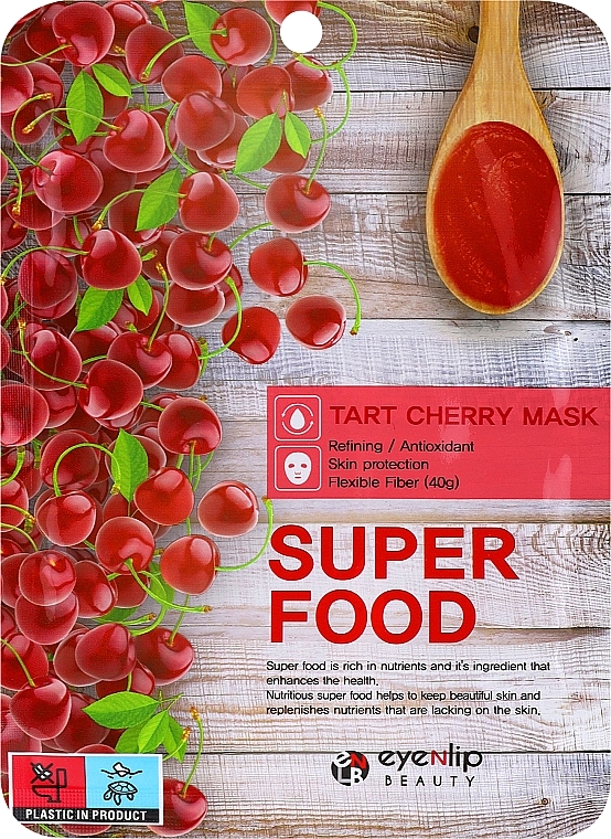 Тканинна маска для обличчя "Терпка вишня" - Eyenlip Super Food Mask Tart Cherry — фото N1