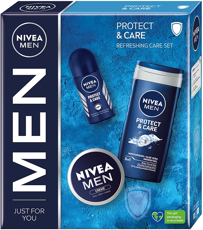 Набор - NIVEA Men Protect & Care (sh/gel/250ml + deo/50ml + f/b/cr/75ml) — фото N1