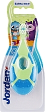 Детская зубная щетка Step By Step, 0-2 года, салатово-синяя - Jordan Step By Step Extra Soft — фото N1
