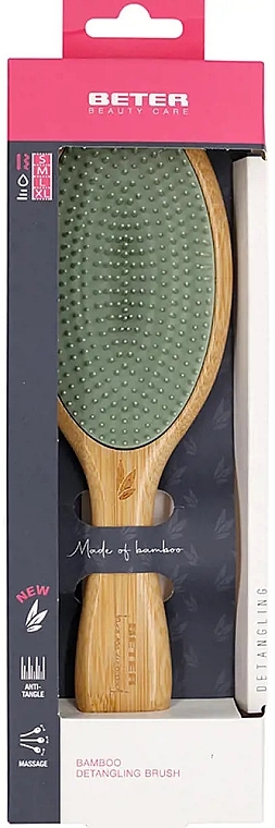 Расческа для волос бамбуковая, овальная - Beter Bamboo Detangling Brush — фото N1