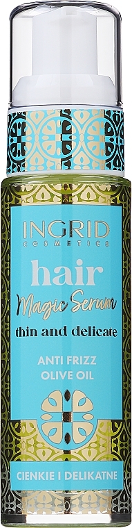 Сыворотка для блеска и легкого расчесывания волос с маслом оливки - Ingrid Cosmetics Vegan Hair Serum Olive Oil Anti Frizz — фото N3