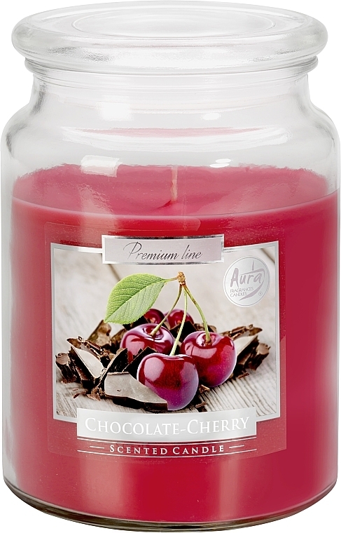 Ароматическая премиум-свеча в банке "Шоколад-вишня" - Bispol Premium Line Scented Candle Chocolate Cherry — фото N1