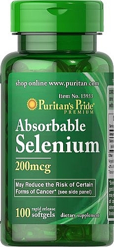 Дієтична добавка "Селен" - Puritan's Pride Absorbable Selenium 200mg — фото N1