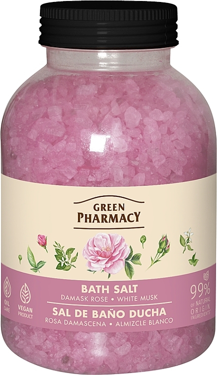 Соль для ванны "Дамасская роза и белый мускус" - Зеленая Аптека — фото N1