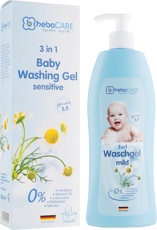 Дитячий ніжний гель для миття тіла та волосся 3 в 1 - HebaCARE Washing Gel 3in1 — фото N4