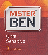 Парфумерія, косметика Презервативи ребристі, 3 шт. - Mister Ben Ultra Sensitive