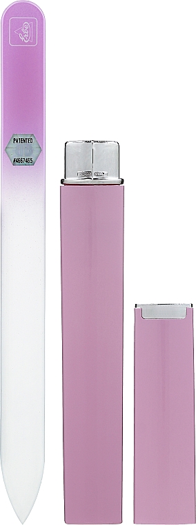Скляна пилочка для нігтів у чохлі, 14 см, пастельно-рожева - Erbe Solingen Soft-Touch — фото N2