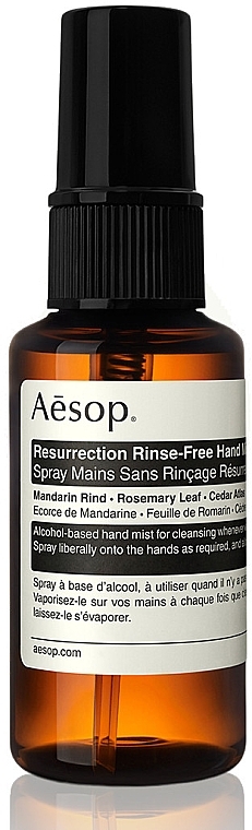Дезінфекційний спрей-міст для рук - Aesop Resurrection Rinse-Free Hand Mist — фото N1