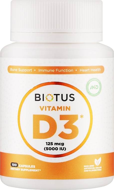 Диетическая добавка "Витамин Д3", 5000 МЕ - Biotus Vitamin D3 — фото N1