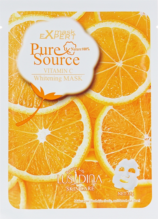 Отбеливающая маска для лица с экстрактом апельсина - Dizao Lusidina Pure Source Vitamin C Whitening Mask — фото N1