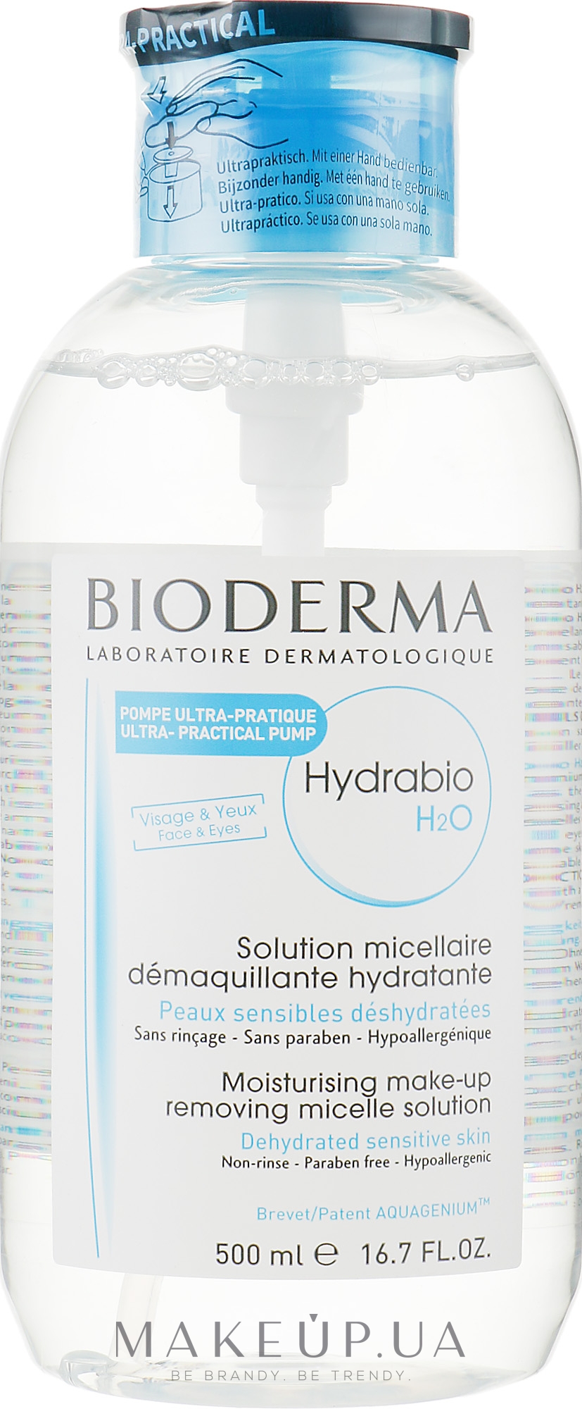 Увлажняющий мицеллярный раствор с дозатором - Bioderma Hydrabio H2O Micelle Solution — фото 500ml