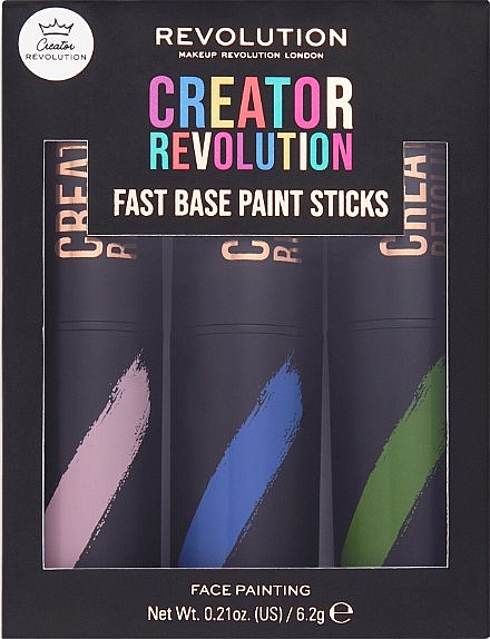 Набір стіків для макіяжу - Makeup Revolution Creator Fast Base Paint Stick Set Pink, Blue & Green — фото N1