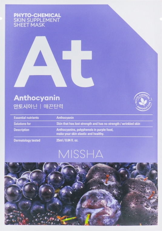 Тканинна маска для обличчя - Missha Phytochemical Skin Supplement Sheet Mask Anthocyanin/Lifting