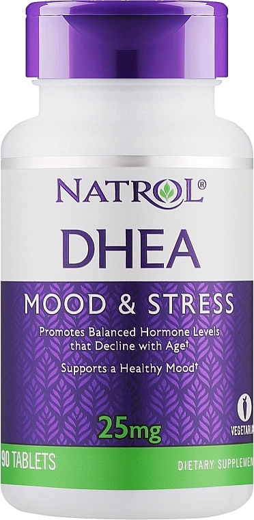 Биодобавка для улучшения настроения, 25 мг - Natrol DHEA Mood & Stress — фото N1