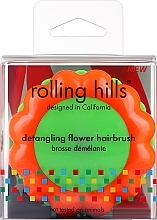 Духи, Парфюмерия, косметика Компактная расческа для волос "Ромашка", оранжевая/зеленая - Rolling Hills Brosse Démêlante Flower