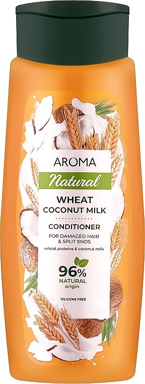 Кондиціонер "Пшениця та кокосове молоко" для пошкодженого волосся і посічених кінчиків - Aroma Natural Conditioner, Wheat Coconut Milk For Damaged Hair & Split Ends — фото N1