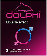 Парфумерія, косметика Презервативи з крапками та ребрами, зі змащувачем, зігріваючим та пролонгуючим ефектом - Dolphi Double Effect