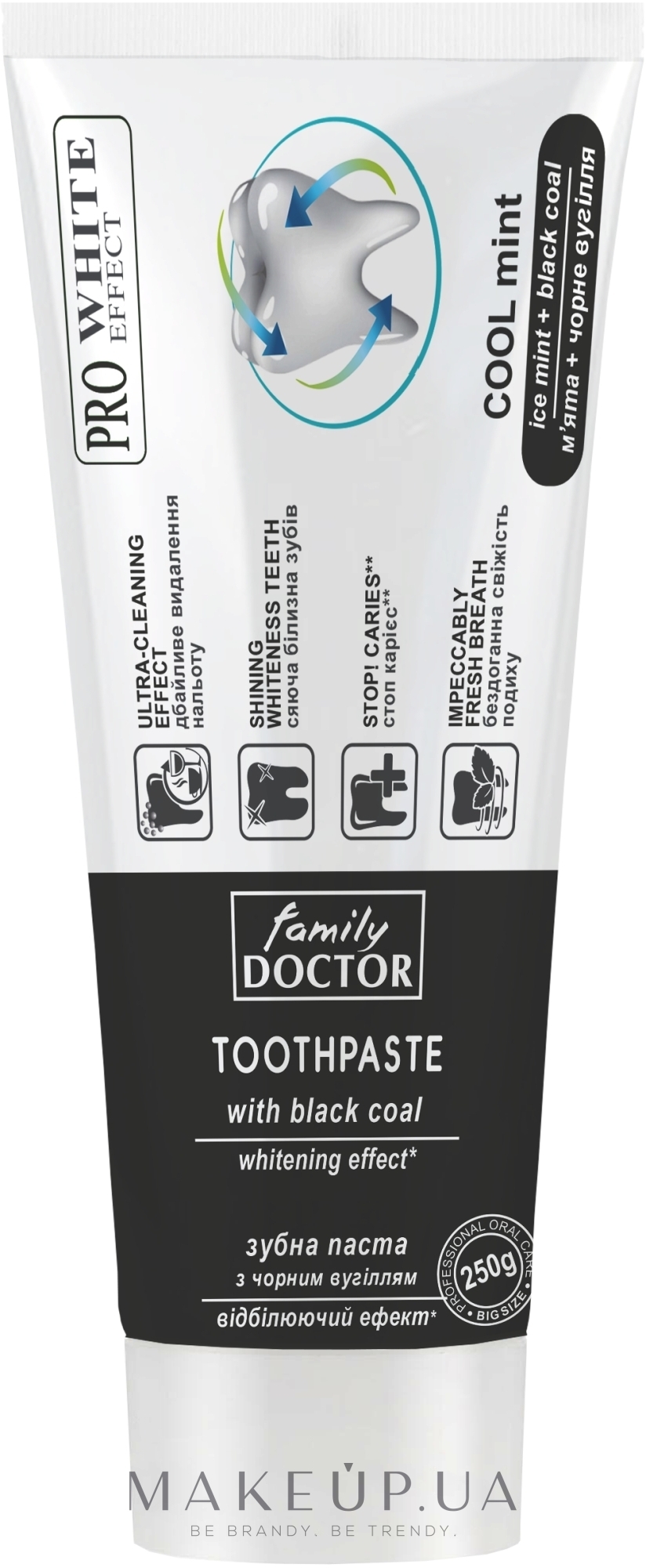 Відбілювальна зубна паста "Сяйна білизна і захист від карієсу" - Family Doctor Toothpaste — фото 250g