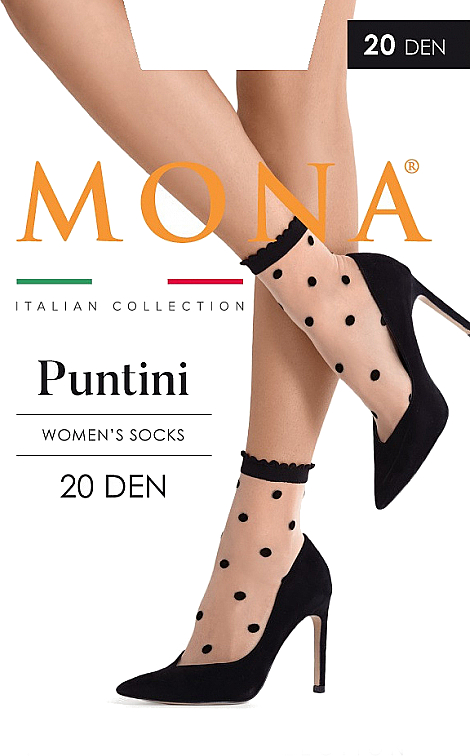Шкарпетки для жінок "Puntini" 20 Den, nero - MONA — фото N1