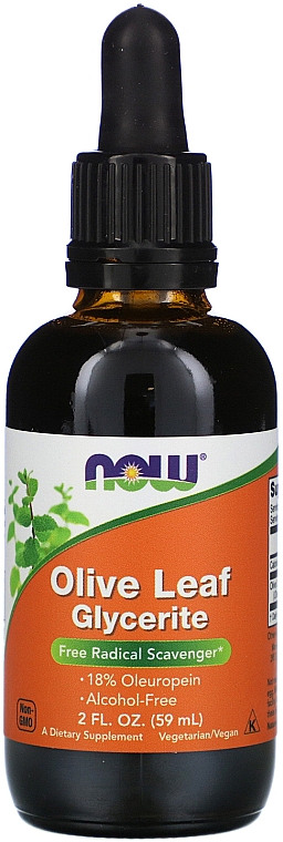 Гліцериновий екстракт з листа оливи - Now Foods Olive Leaf Glycerite — фото N1