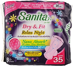 Парфумерія, косметика Нічні гігієнічні прокладки з крильцями, 35 см, 8 шт. - Sanita Dry & Fit Relax Night Wing