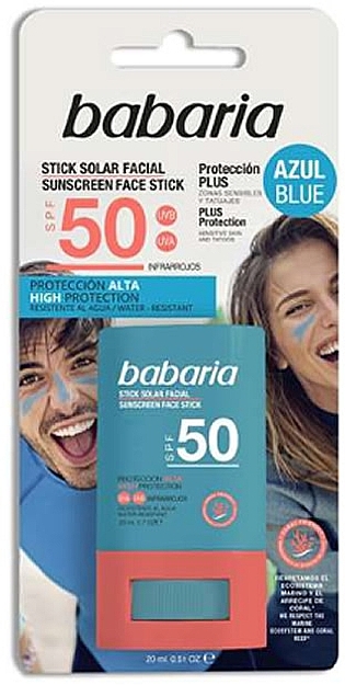 Солнцезащитный стик для лица - Babaria Sunscreen Face Stick SPF 50 Blue — фото N1