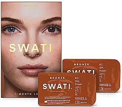 Цветные контактные линзы "Bronze", 1 месяц - Swati 1-Month Dark Brown Coloured Lenses — фото N1