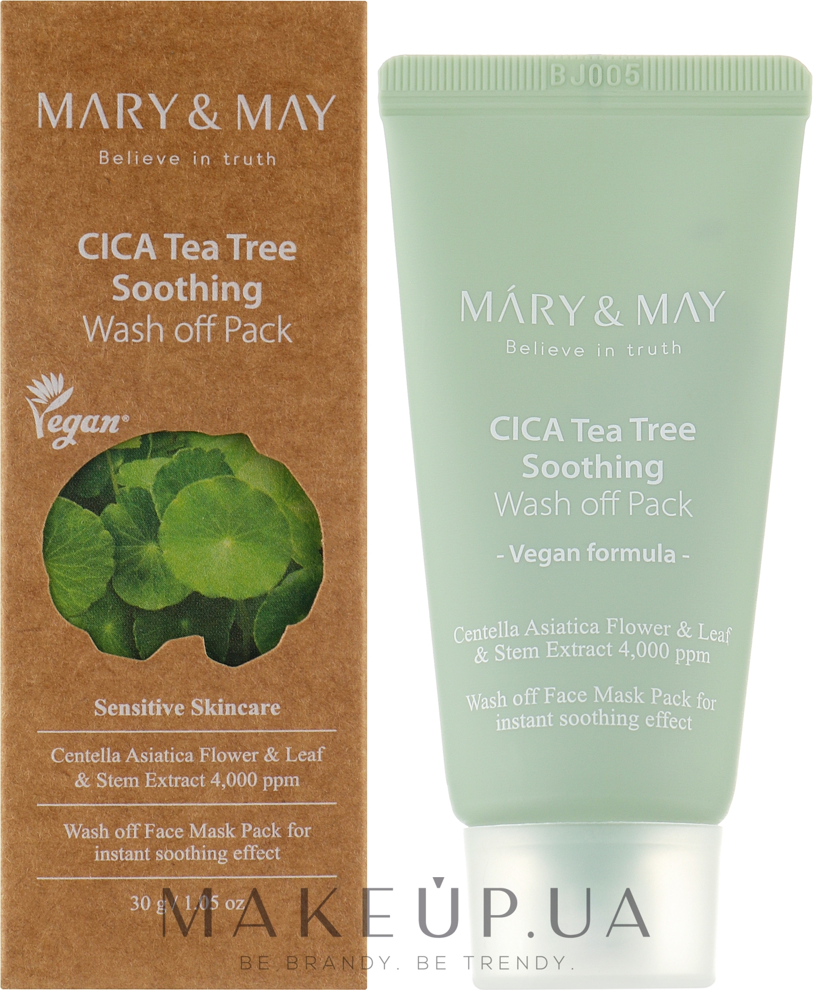 Успокаивающая очищающая маска для лица - Mary & May Cica Tea Tree Soothing Wash Off Pack — фото 30g