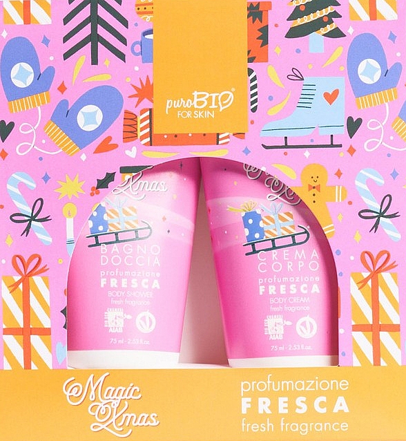 Набір - PuroBio Cosmetics Magic Xmas Fresh Fragrance (sh/gel/75ml + b/cr/75ml) — фото N1