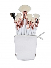 Парфумерія, косметика Набір з 18 пензлів для макіяжу + сумка, білий - ILU Basic Mu White Makeup Brush Set