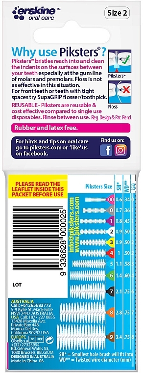 Міжзубні йоржики 2, білі, 10 шт. - Piksters Interdental Brushes White Size 2 — фото N2