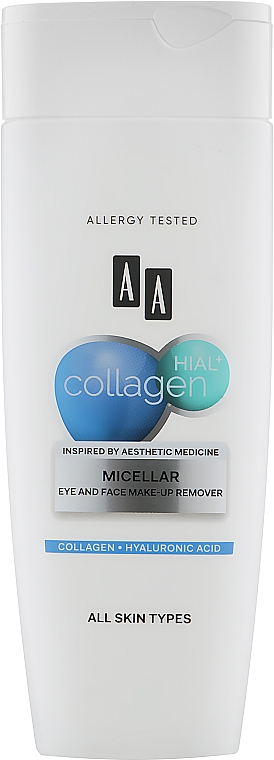 Міцелярна рідина для демакіяжу очей та обличчя - AA Cosmetics Collagen Hial+ Face Micelar