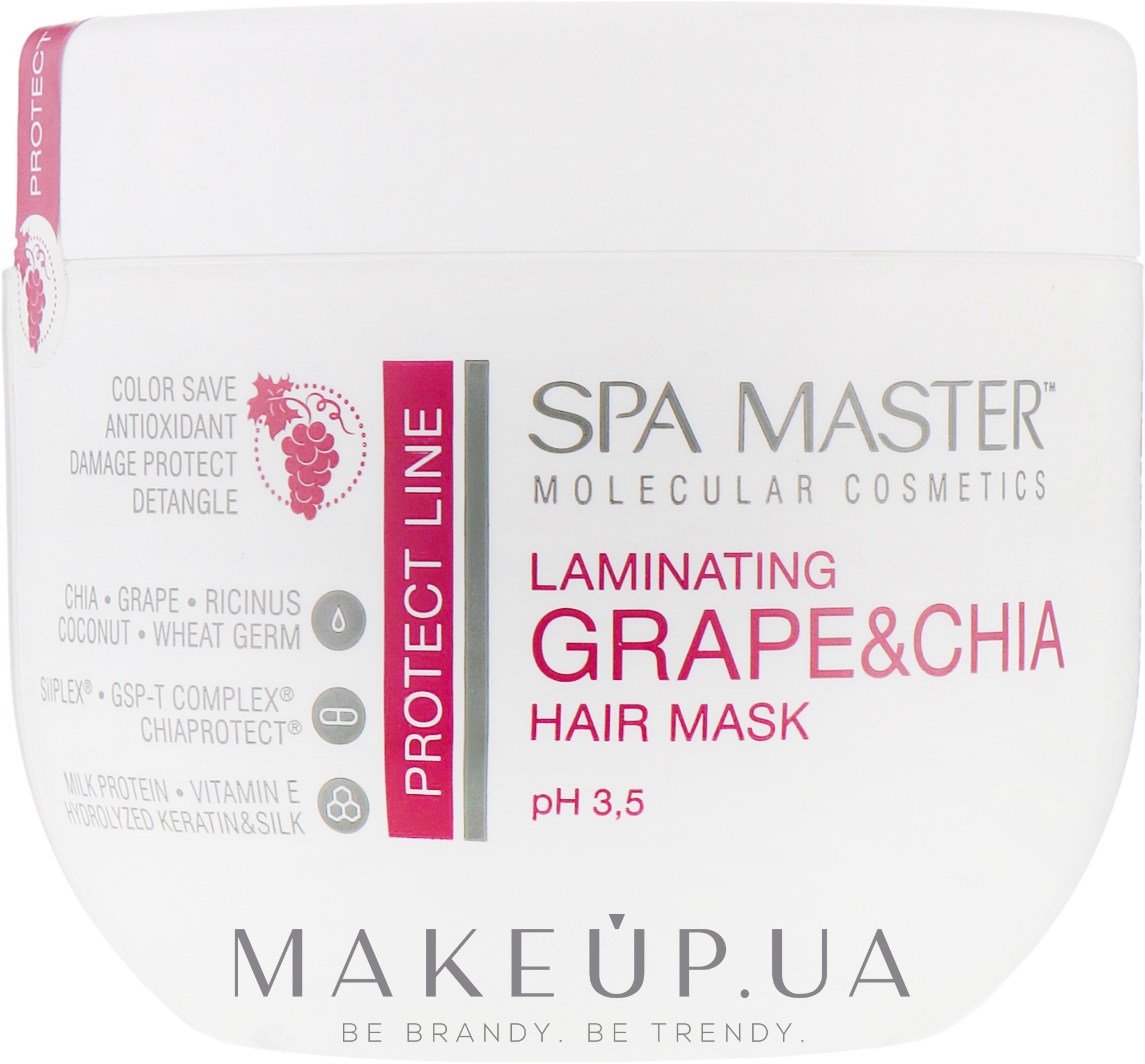 Ламинирующая маска для защиты волос с виноградом и чиа - Spa Master Laminating Grape & Chia Hair Mask — фото 500ml