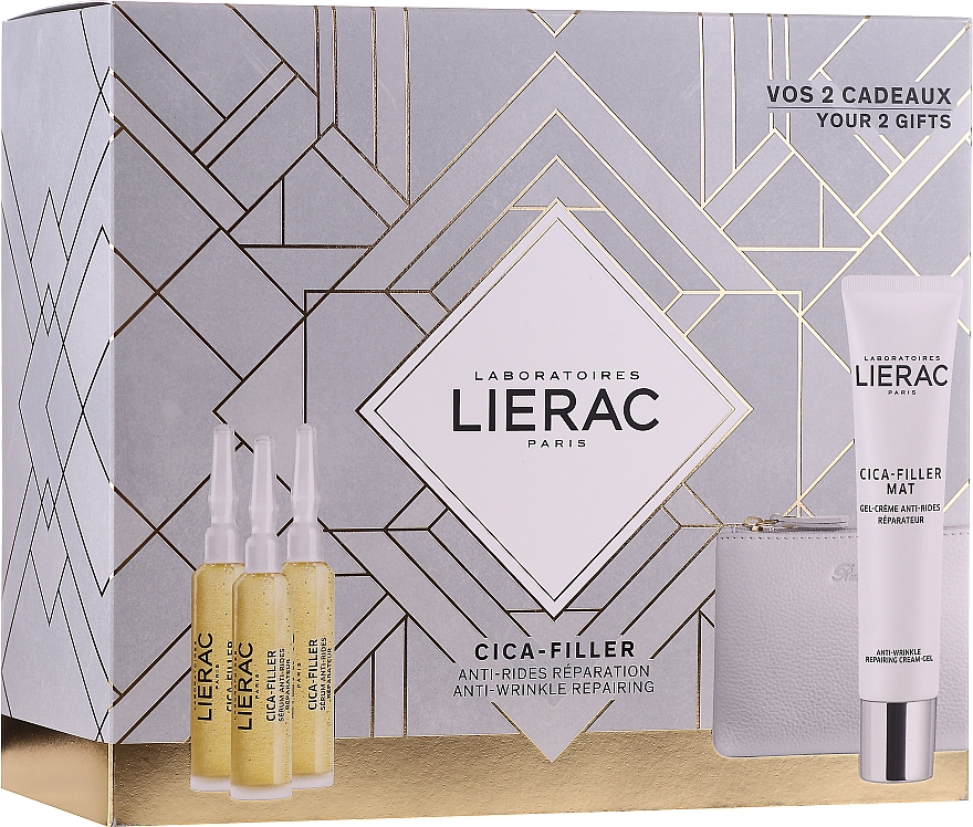 Набор - Lierac Cica-Filler (serum/30ml + cr/gel/40ml + bag)