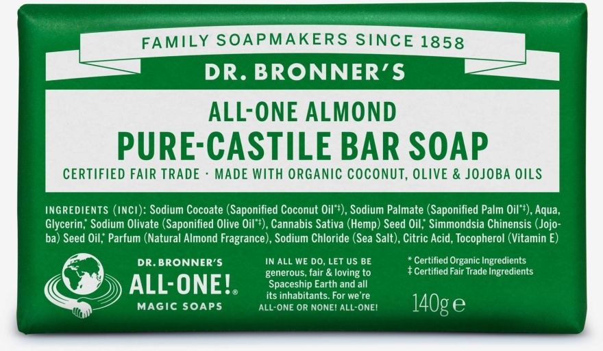 Мило "Мигдаль" - Dr. Bronner’s Pure Castile Bar Soap Almond — фото N1