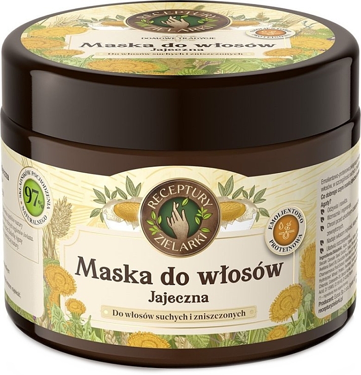Яичная маска для сухих и поврежденных волос - Receptury Zielarki Domowe Tradycje — фото N1