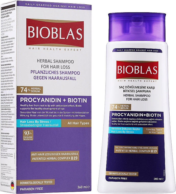 Шампунь против периодического и выраженного выпадения волос - Bioblas Procyanidin Anti Stress Shampoo — фото N2