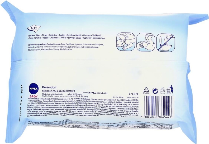 Вологі серветки дитячі 63 шт. - NIVEA Baby Soft & Cream Cleansing Wipes — фото N2