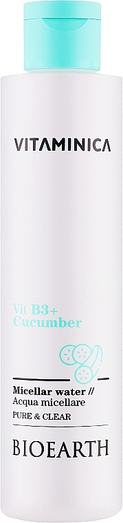 Мицеллярная вода для всех типов кожи - Bioearth Vitaminica Vit B3 + Cucumber Micellar Water