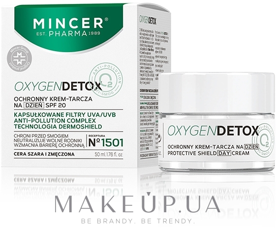 Защитный дневной крем для тусклой усталой кожи - Mincer Pharma Oxygen Detox Protective Shield Day Cream SPF 20 № 1501 — фото 50ml