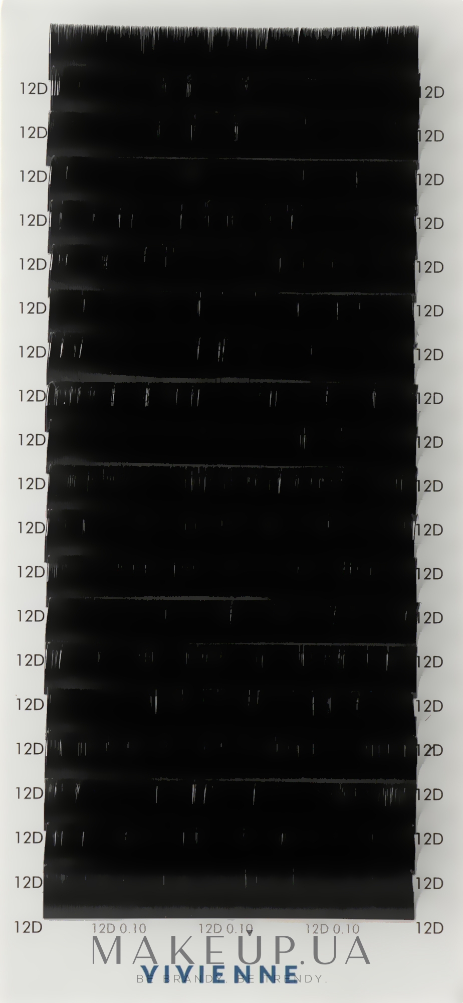 Накладні вії "Elite", чорні, 20 ліній (0,1, D, 12) - Vivienne — фото 1уп