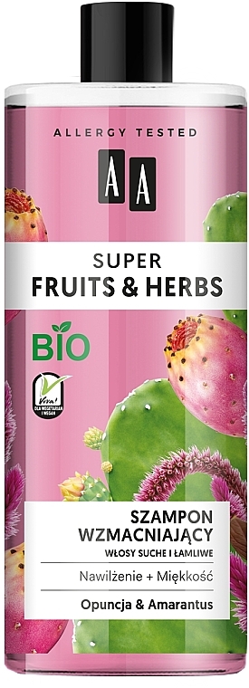 Шампунь для сухого волосся - AA Cosmetics Super Fruits & Herbs Shampoo Prickly Pear & Amaranth — фото N1