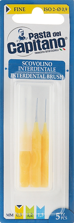 Interdental Brush Set, yellow - Pasta Del Capitano Interdental Brush Fine 0.9 mm — фото N1