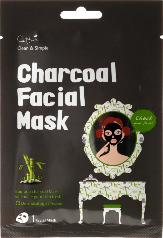 Тканинна маска з бамбуковим вугіллям - Cettua Charcoal Facial Mask — фото N1