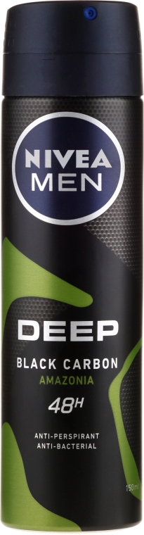 Дезодорант-спрей для чоловіків - NIVEA MEN Deep Black Carbon Amazonia Anti-Perspirant