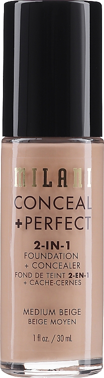 Тональный крем + корректор для лица - Milani Conceal Perfect 2-In-1 Foundation + Concealer