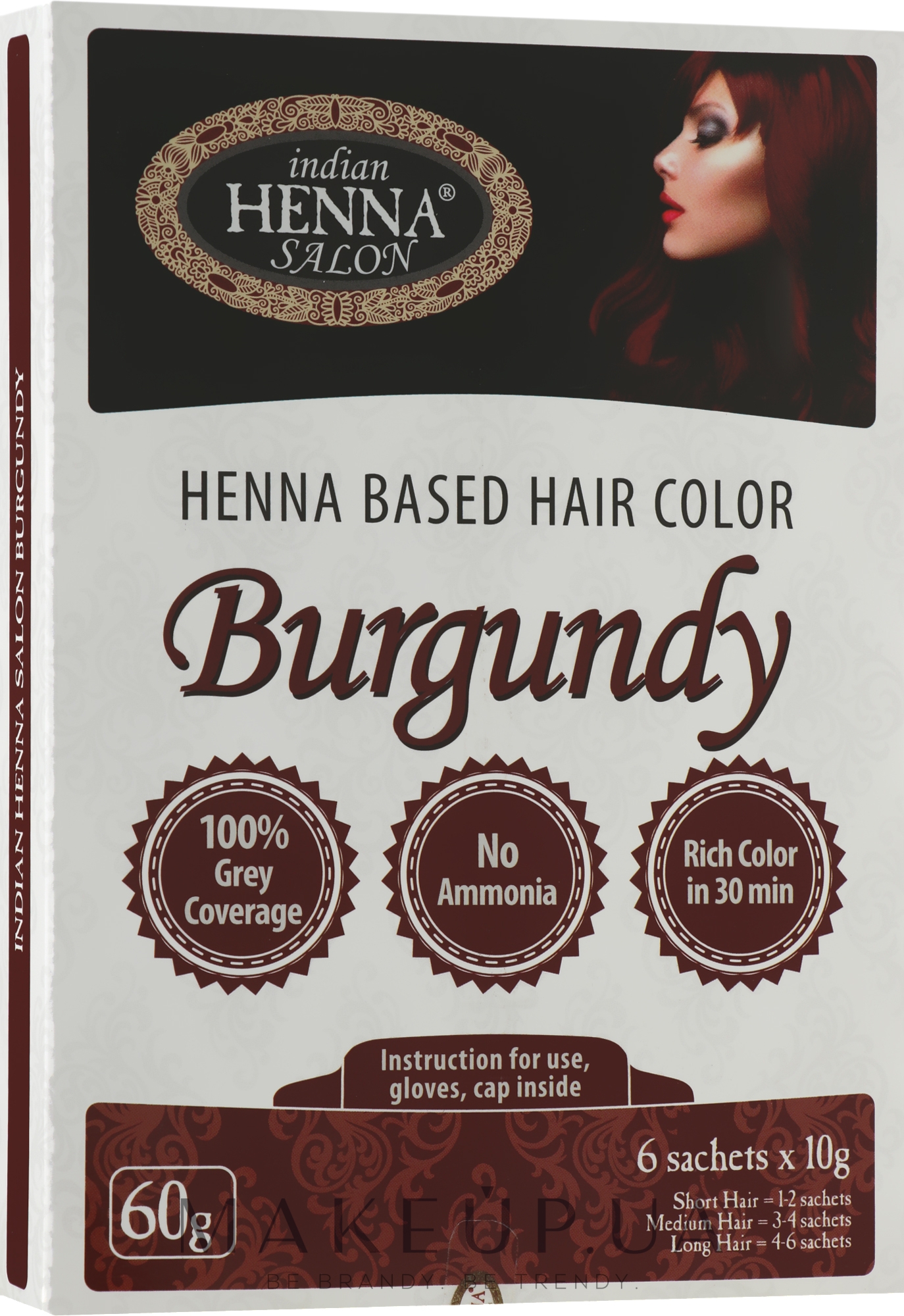 Фарба для волосся Бургунд - Indian Henna Salon Based Hair Colour Burgundy — фото 60g