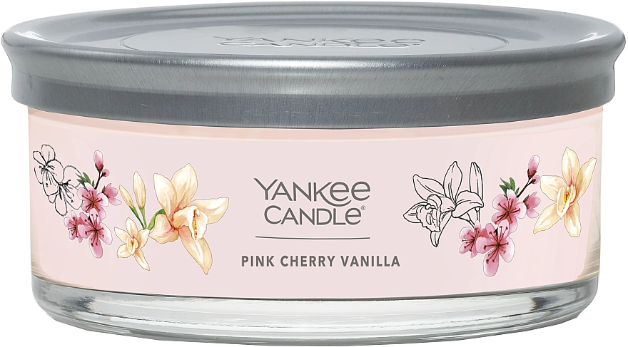 Ароматична свічка на підставці "Рожева вишня та ваніль", 5 ґнотів - Yankee Candle Pink Cherry & Vanilla Tumbler — фото N1