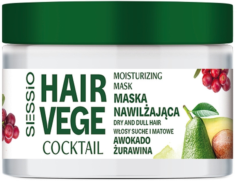 Зволожувальна маска для волосся "Авокадо та журавлина" - Sessio Hair Vege Cocktail Moisturizing Mask — фото N1
